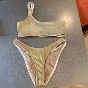 Gold Triangl swimsuit.  Top is M and bottoms are L